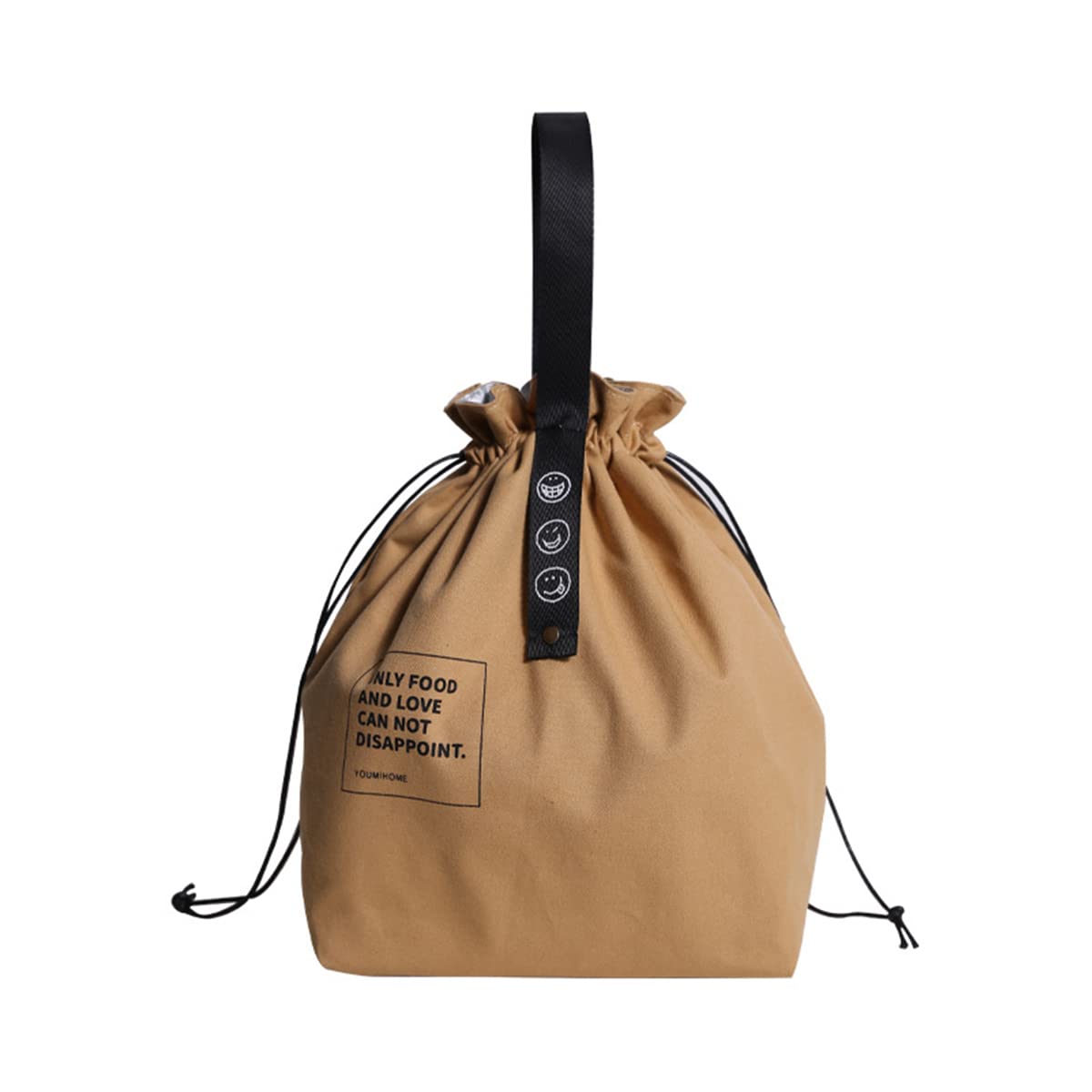 Canvas Drawstring Lunch Bag Insulated Lunch Bento Tote Bag Reusable Lunch Bag with Handle and Drawstring Closure for Women Work Picnic or Travel (COLOR1)
