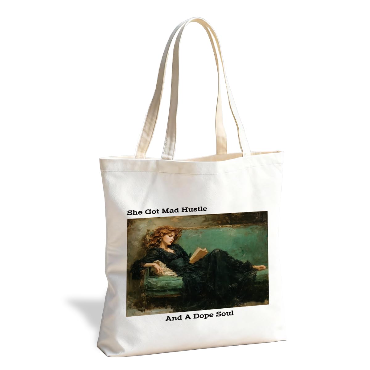 Funny Canvas Tote Bag, Reusable Shoulder Bag for Shopping Library Travel