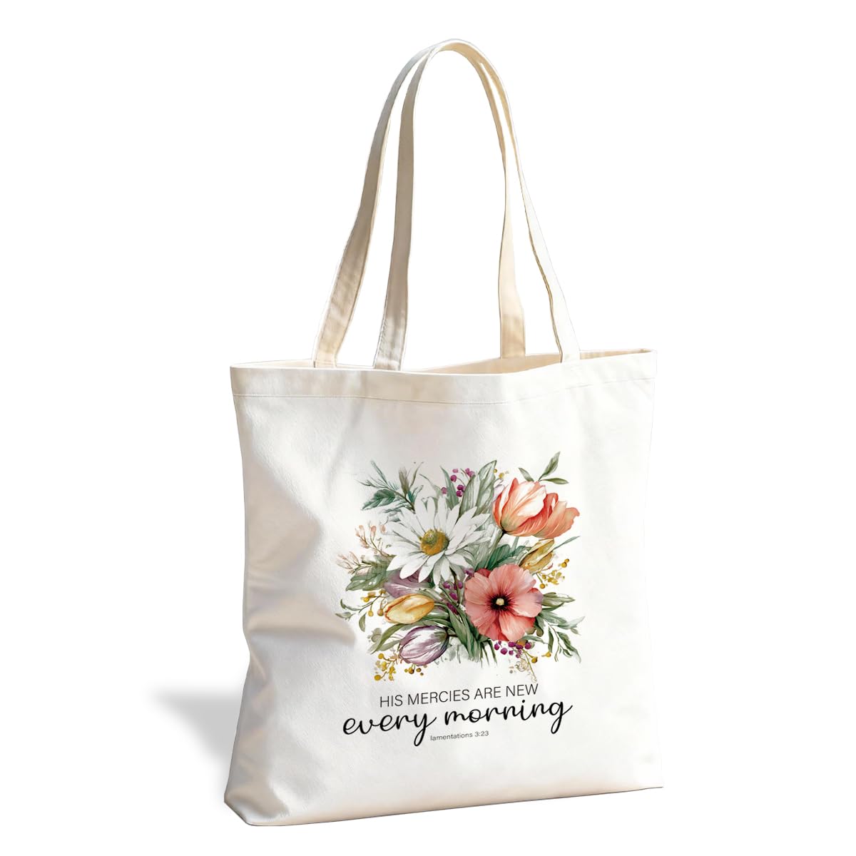 Christian Canvas Tote Bag for Women, Inspirational Faith Shoulder Bag