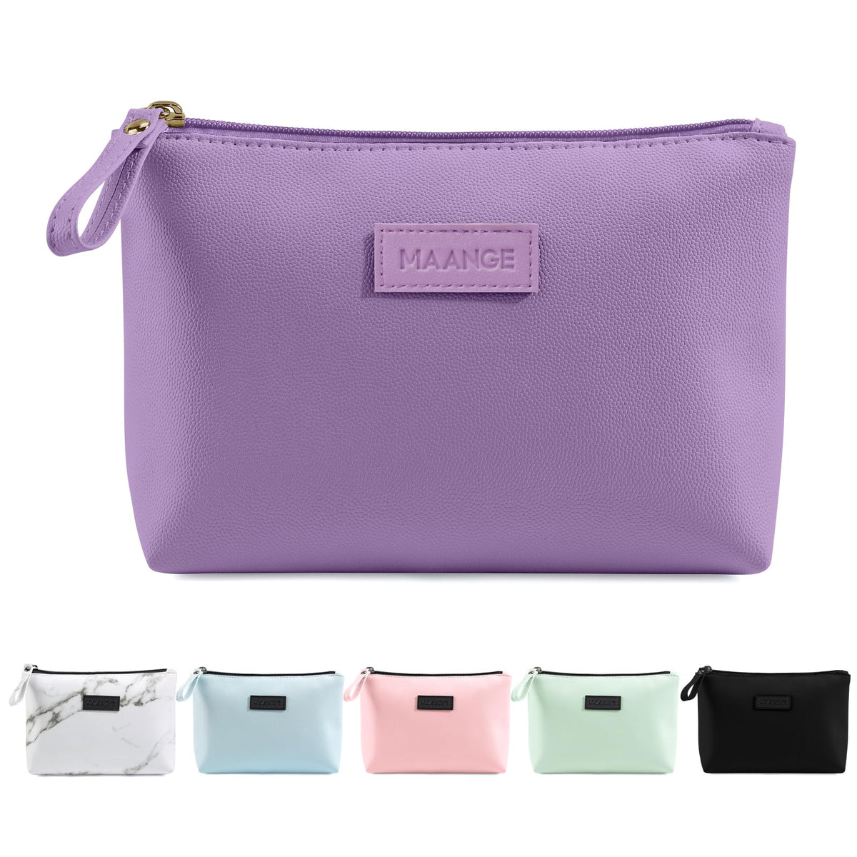 MAANGE Cosmetic Bags for Women Small Makeup Bag for Purse Pu Leather Makeup Pouch Travel Makeup Bag with Zipper Make Up Bag for Travelling