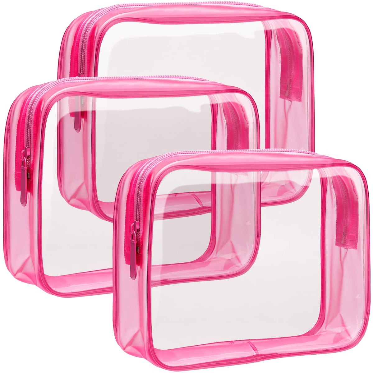 F-color TSA Approved Toiletry Bag - Clear Makeup Bag, 5 Pack, 5 Colors