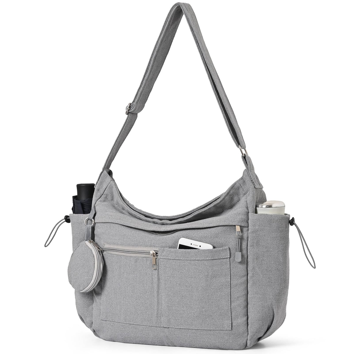 Canvas Hobo Crossbody Tote Bag w/Purse, Messenger Bag for Women Men