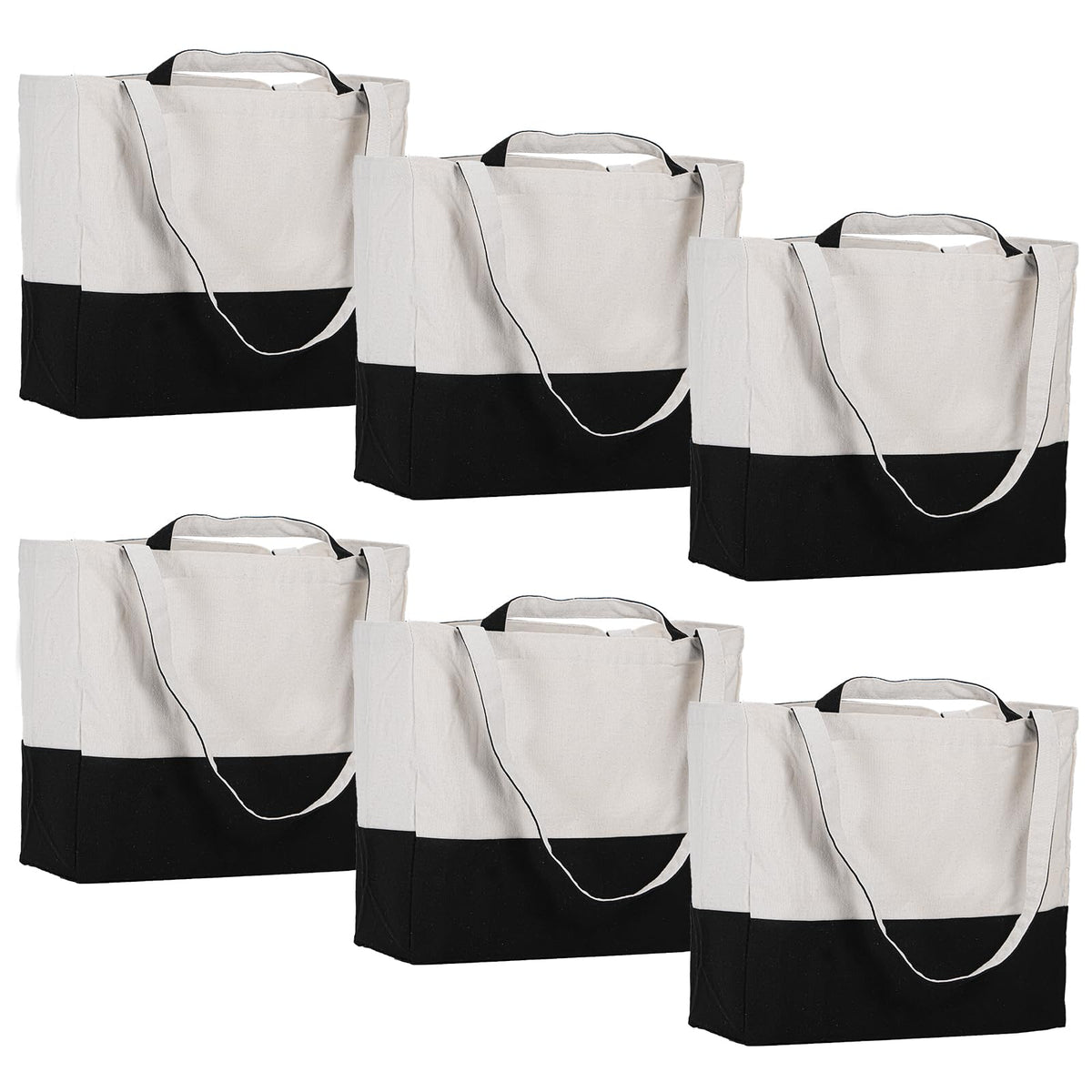 LINICE 3 Pack Canvas Grocery Bags with Long Shoulder Strap and Short Handle