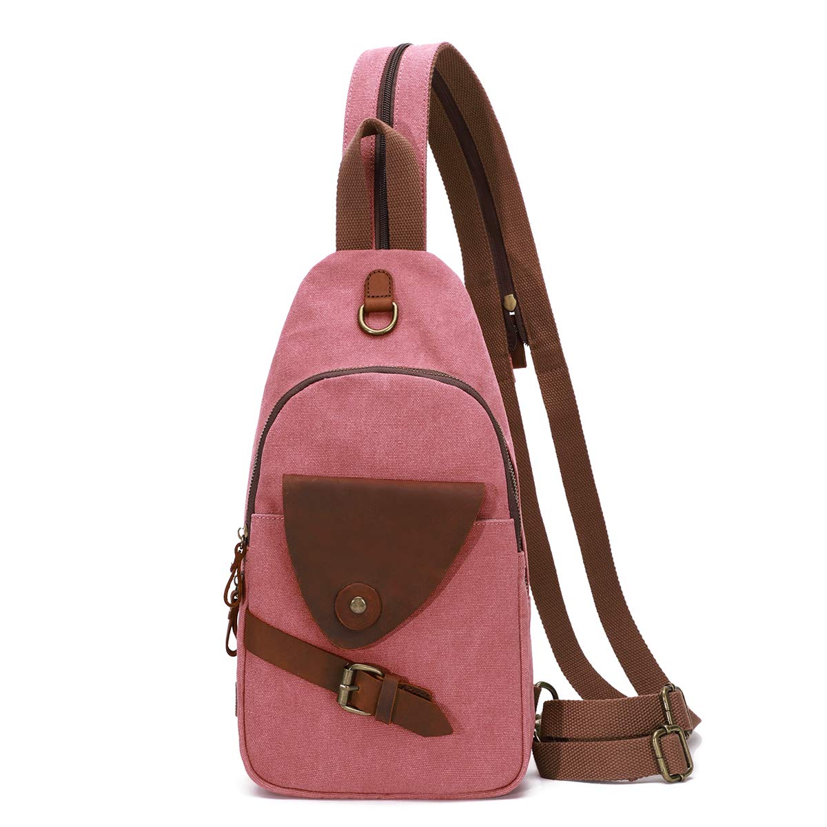 KL928 Canvas Sling Bag Crossbody Backpack Shoulder Casual Rucksack for Men Women,Rust Red