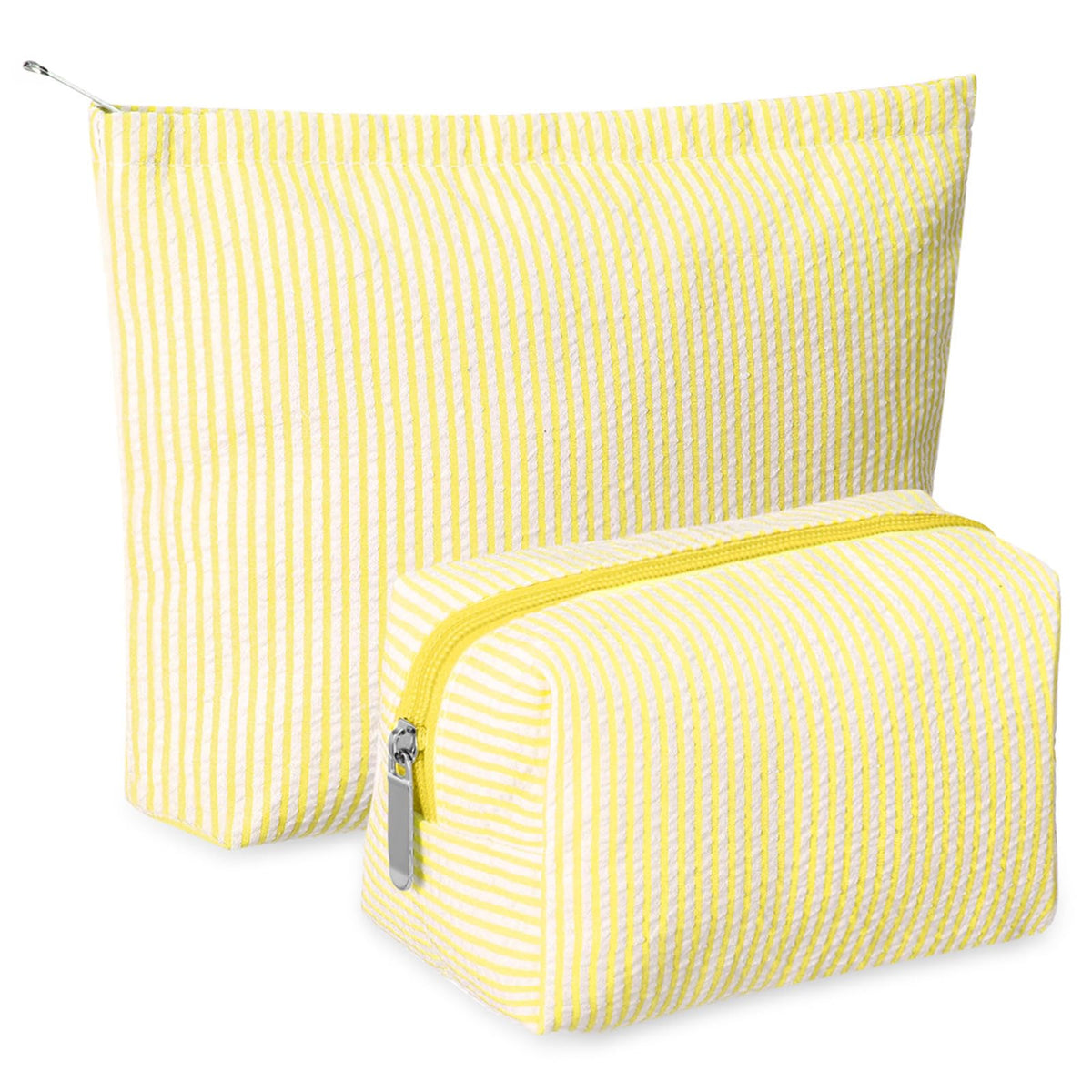 Huhumy 2 Pcs Makeup Bag Set for Women, Khaki, Thin Stripe