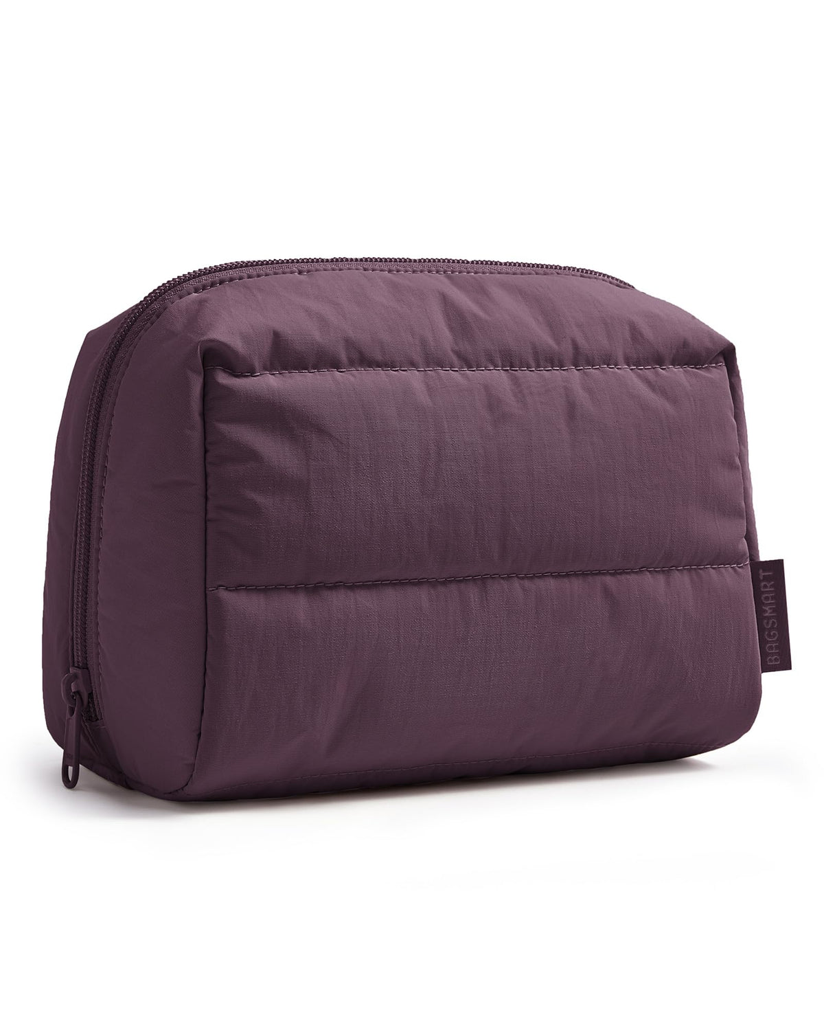 BAGSMART Small Makeup Bag, Puffy Wide-open Zipper Cosmetic Pouch, Pink