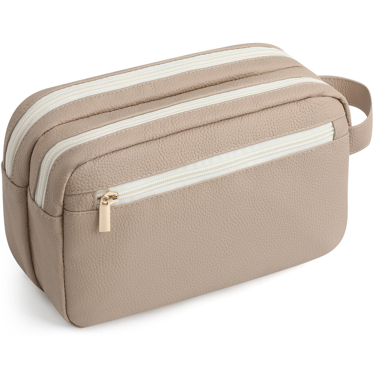 Genuine Leather Travel Toiletry Bag for Men Women, Cosmetic Makeup Bag Organizer Shaving Dopp Kit Travel Essential