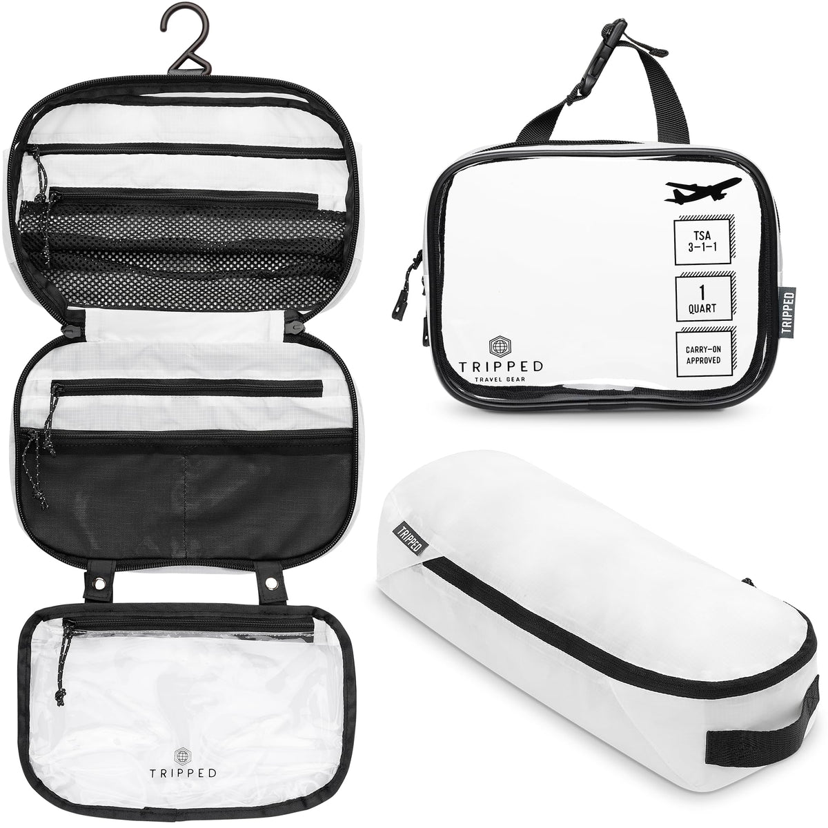 TRIPPED Travel Gear 3-Piece Travel Toiletry Bag Set
