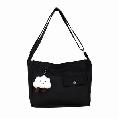 Cotton Tote Handbag Women Canvas Crossbody Beach Bag Hobo Shoulder Tote Bag with 3 External Pocket,Zipper Closure