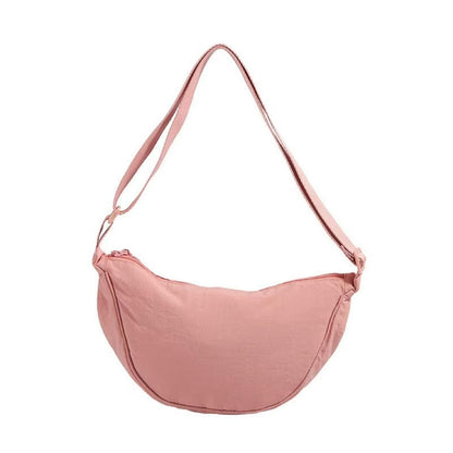 crescent shaped crossbody bag, lightweight work travel shoulder bag, casual sling bag