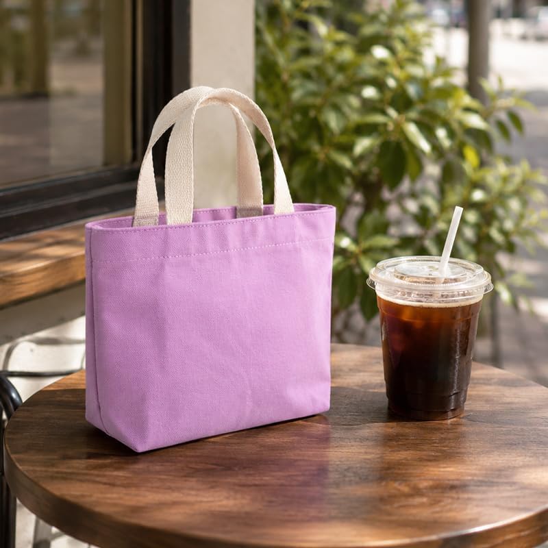 Small Solid Color Canvas Tote Bag for Women