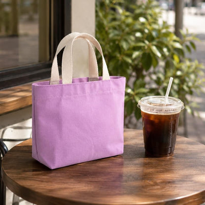Small Solid Color Canvas Tote Bag for Women