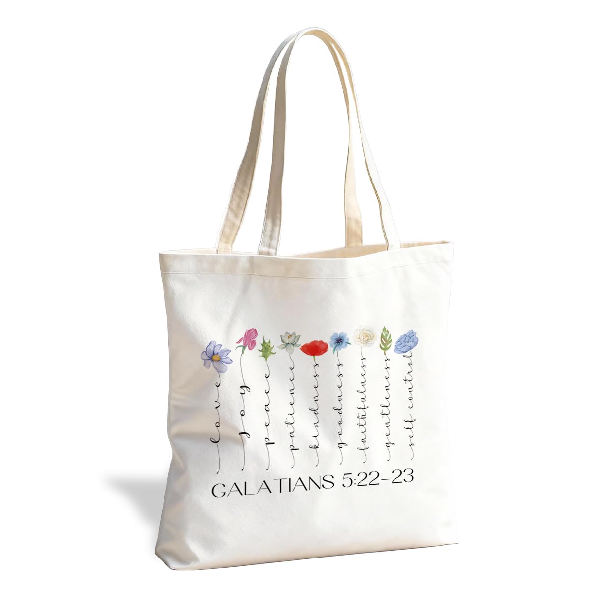 Christian Canvas Tote Bag for Women, Inspirational Faith Shoulder Bag