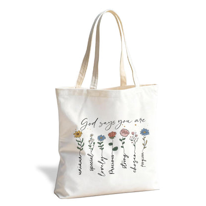 Christian Canvas Tote Bag for Women, Inspirational Faith Shoulder Bag