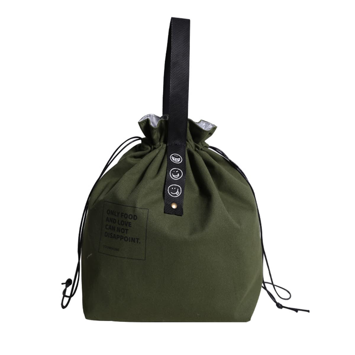 Canvas Drawstring Lunch Bag Insulated Lunch Bento Tote Bag Reusable Lunch Bag with Handle and Drawstring Closure for Women Work Picnic or Travel (COLOR1)