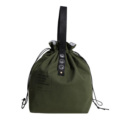 Canvas Drawstring Lunch Bag Insulated Lunch Bento Tote Bag Reusable Lunch Bag with Handle and Drawstring Closure for Women Work Picnic or Travel (COLOR1)