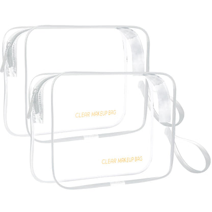 Icramsy Clear Makeup Bag,2 Pack TSA Approved Toiletry Bag for Women & Men