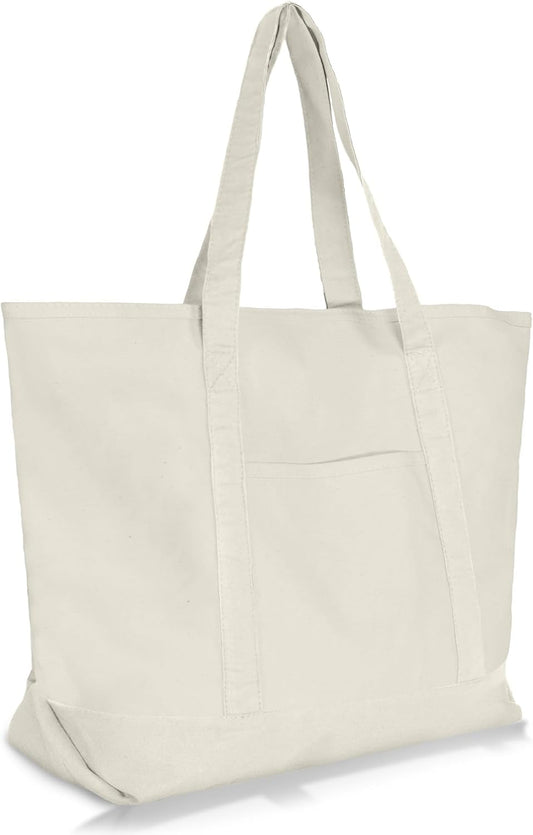 22" Heavy Duty Cotton Canvas Tote Bag (Zippered)