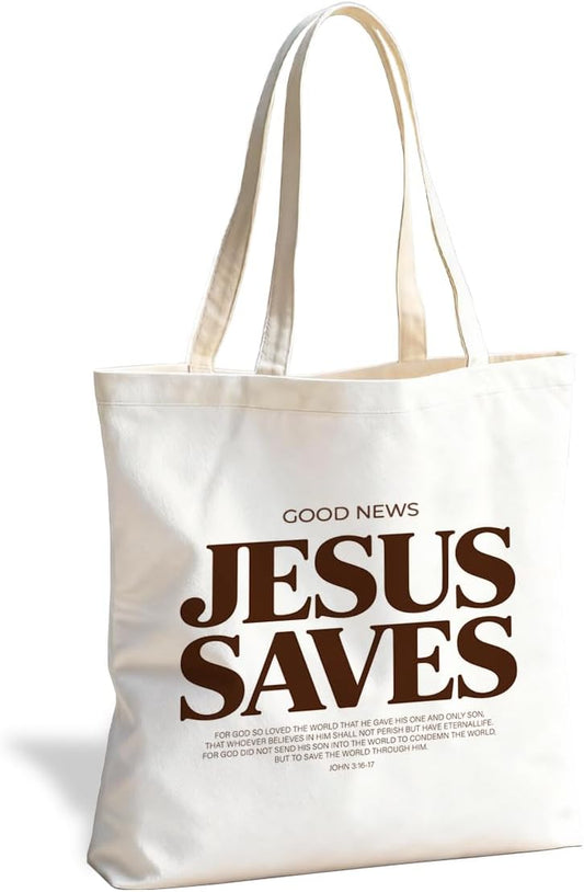 Christian Canvas Tote Bag for Women, Inspirational Faith Shoulder Bag