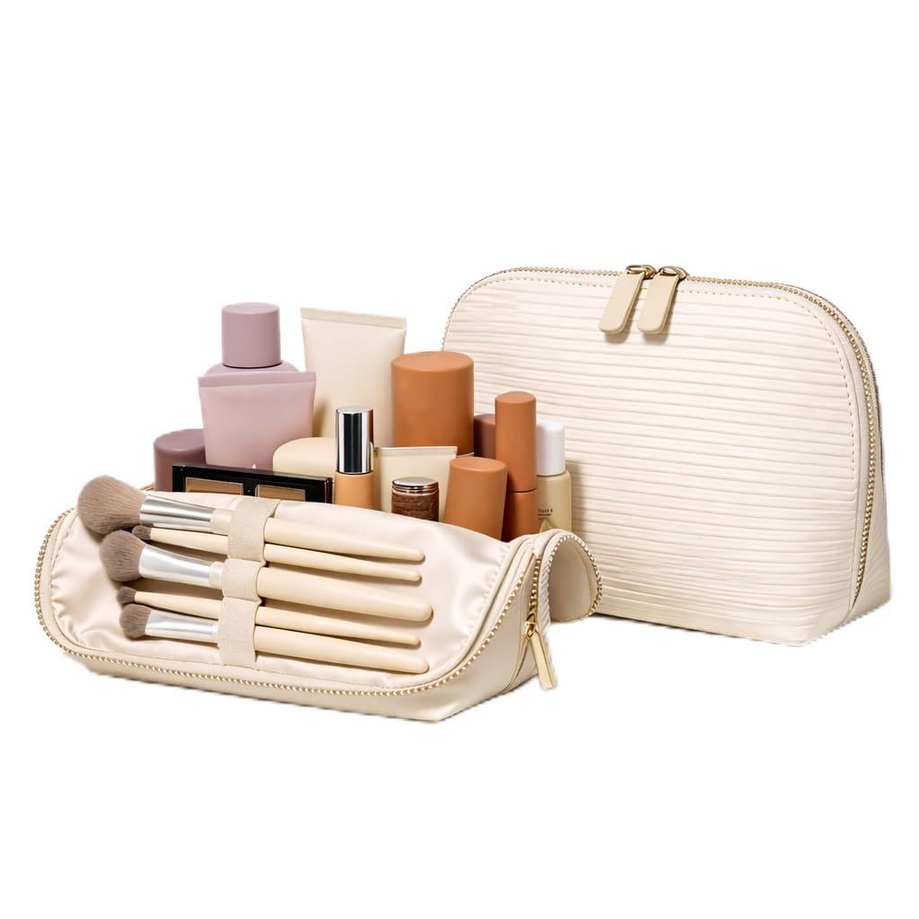 APT 1101 Standing Foldable Makeup Bag for Travel, Vertical Folding Down Design, Organized Cosmetic & Skincare Bag