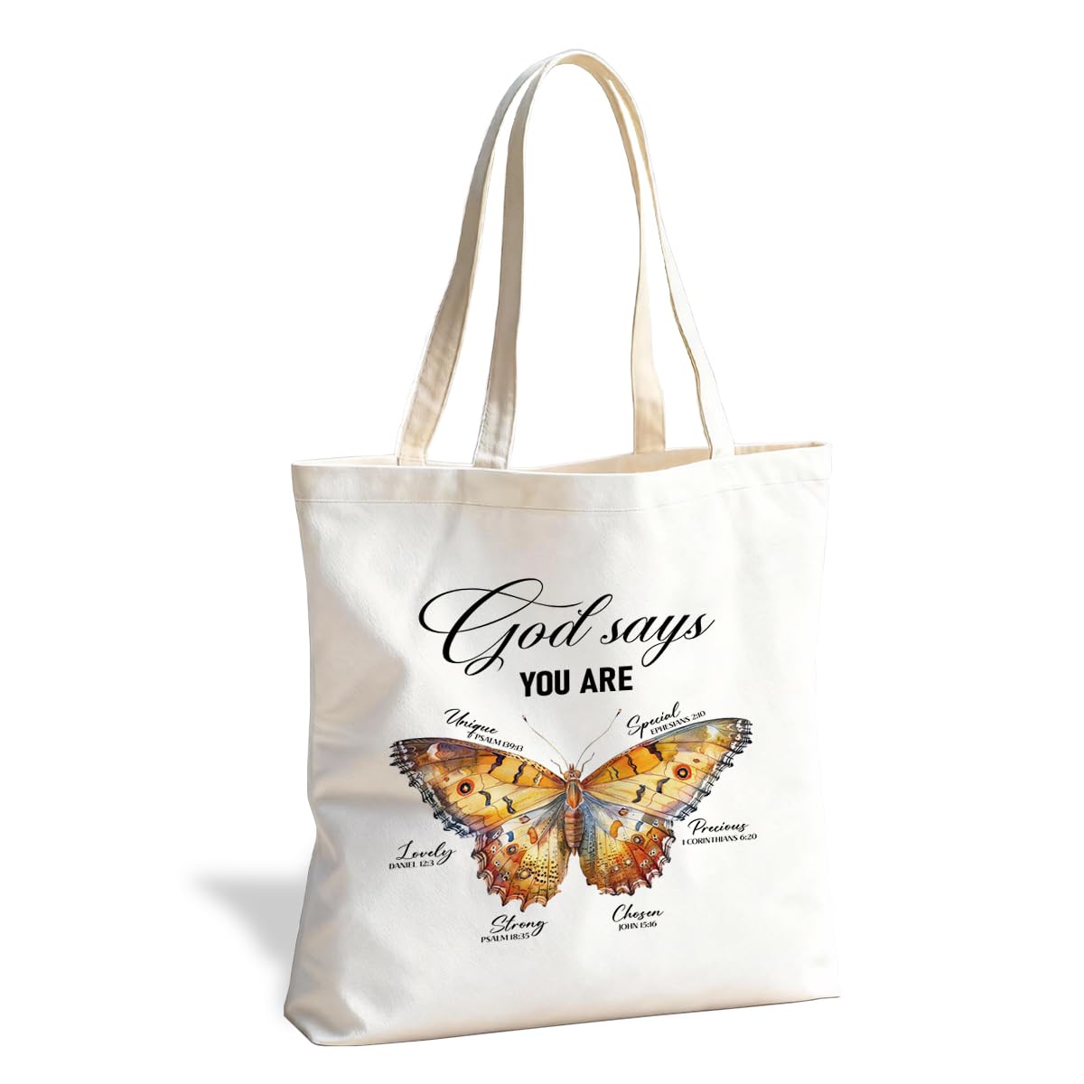 Christian Canvas Tote Bag for Women, Inspirational Faith Shoulder Bag