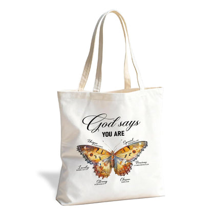 Christian Canvas Tote Bag for Women, Inspirational Faith Shoulder Bag
