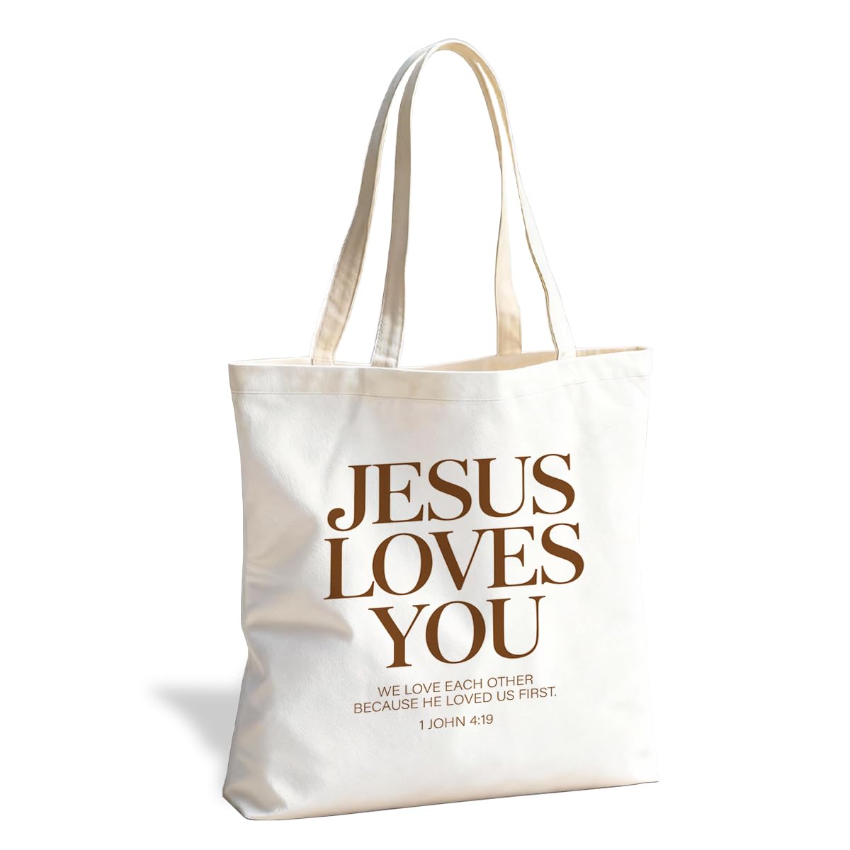 Christian Canvas Tote Bag for Women, Inspirational Faith Shoulder Bag