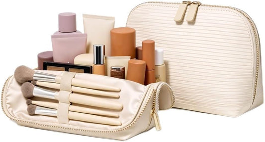 APT 1101 Standing Foldable Makeup Bag for Travel, Vertical Folding Down Design, Organized Cosmetic & Skincare Bag
