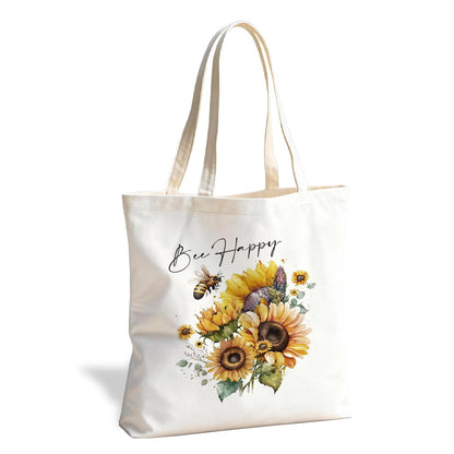Floral Tote Bag, Soft Aesthetic Canvas Carryall for Daily Shopping Commute