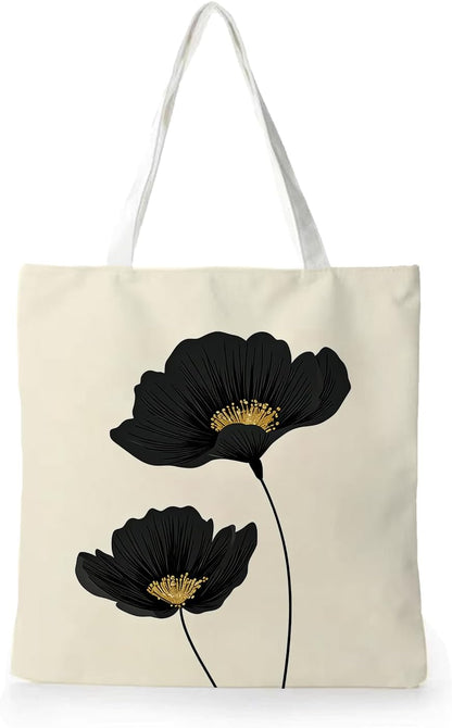 Vintage Floral Canvas Tote Bag