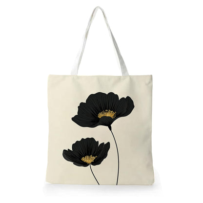 Vintage Floral Canvas Tote Bag