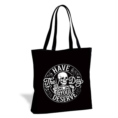 Funny Canvas Tote Bag, Reusable Shoulder Bag for Shopping Library Travel