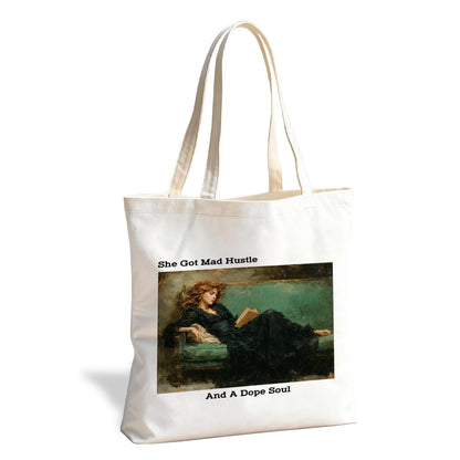 Funny Canvas Tote Bag, Reusable Shoulder Bag for Shopping Library Travel