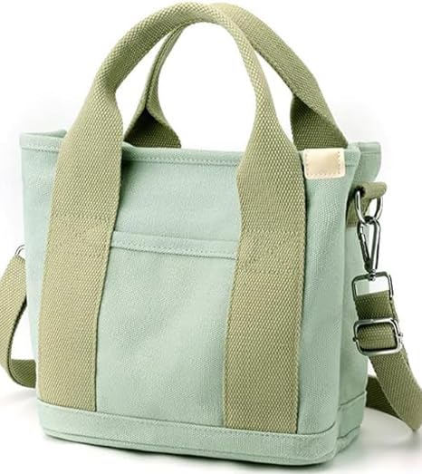 Small Tote Bag with Zipper, Canvas Multi-Pocket Crossbody Bag Shoulder Bag Satchel Hobo Bag