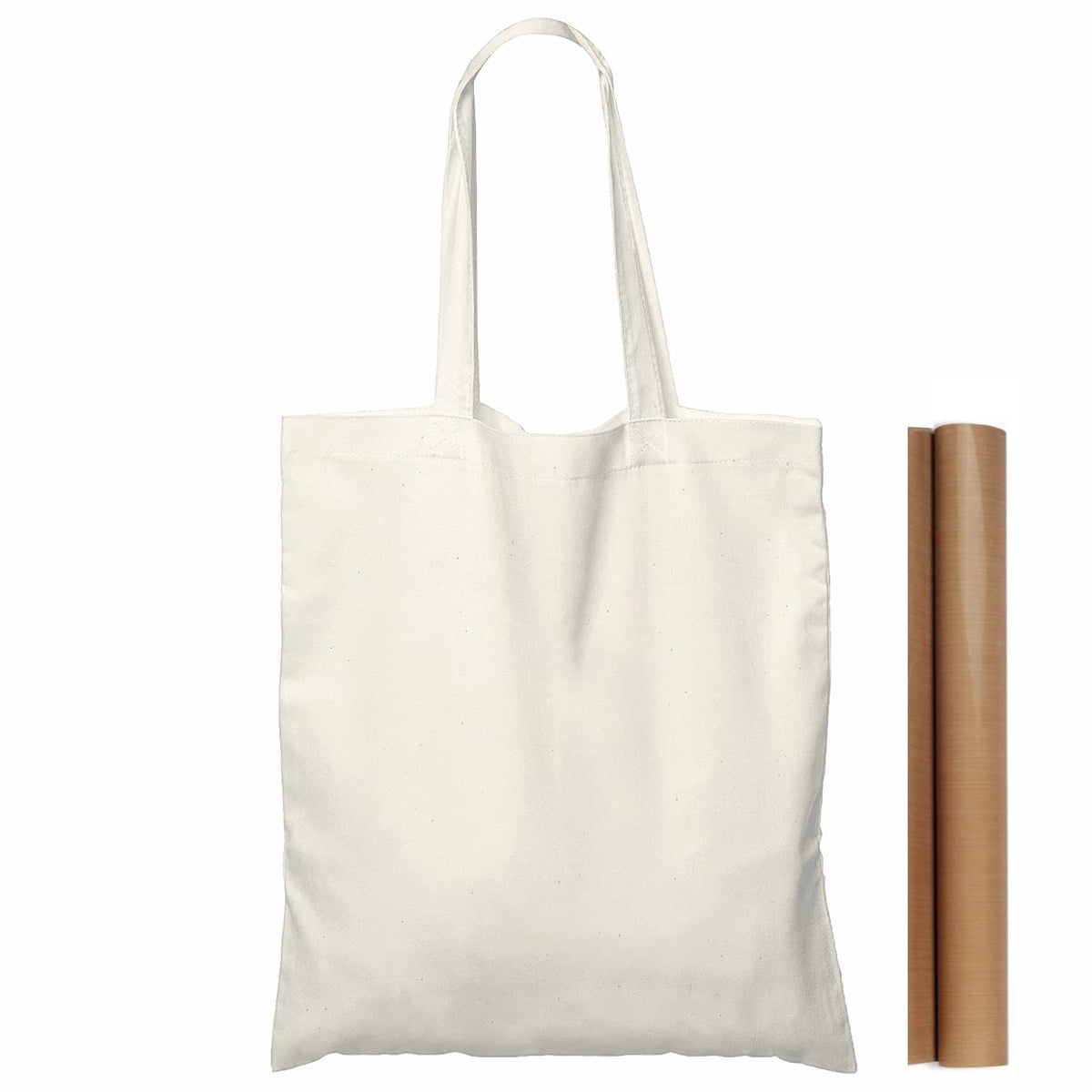 NPBAG 5 | 15 | 25 | 50 Pack 15'' X 16'' Natural Cotton Tote Bags, Lightweight Blank Bulk Cloth bags with 1pc of PTFE Teflon Sheet (5-Pack)