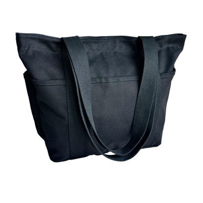 16OZ 100% Cotton Canvas Lined Grocery Shopping Diaper Bag Zipper Closure Beach Casual Multi Purpose Tote