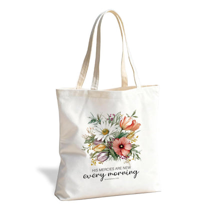 Christian Canvas Tote Bag for Women, Inspirational Faith Shoulder Bag