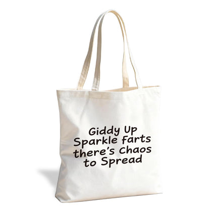 Funny Canvas Tote Bag, Reusable Shoulder Bag for Shopping Library Travel