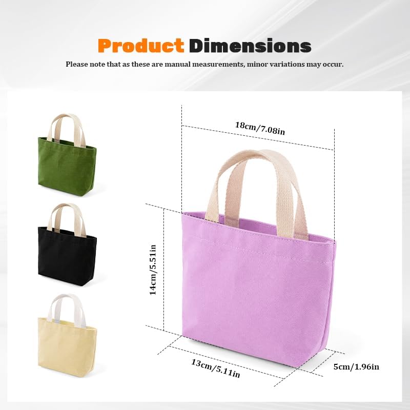 Small Solid Color Canvas Tote Bag for Women