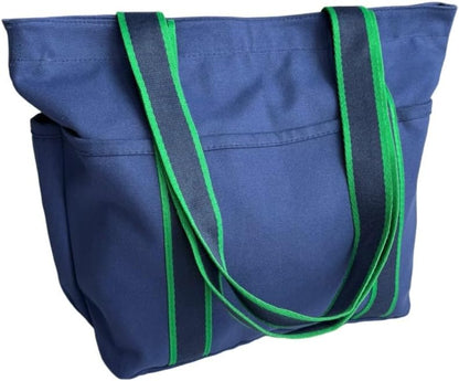 16OZ 100% Cotton Canvas Lined Grocery Shopping Diaper Bag Zipper Closure Beach Casual Multi Purpose Tote