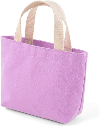 Small Solid Color Canvas Tote Bag for Women