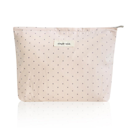 Wudygirl Makeup Bag for Women Travel Cosmetic Bag 10.5"x7.5" Beige