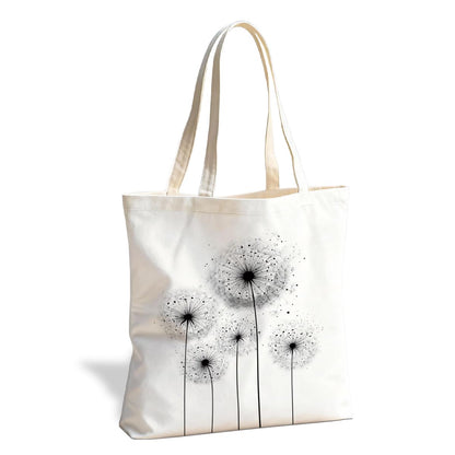 Floral Tote Bag, Soft Aesthetic Canvas Carryall for Daily Shopping Commute