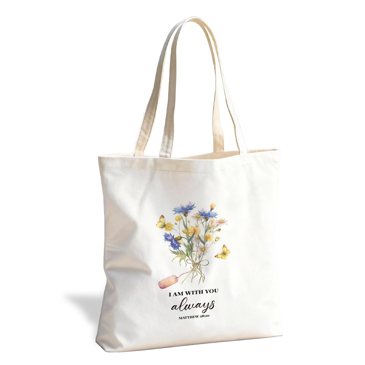 Christian Canvas Tote Bag for Women, Inspirational Faith Shoulder Bag
