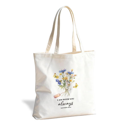 Christian Canvas Tote Bag for Women, Inspirational Faith Shoulder Bag