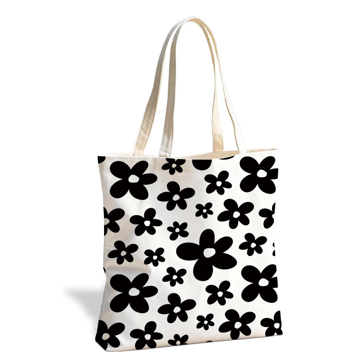 Floral Tote Bag, Soft Aesthetic Canvas Carryall for Daily Shopping Commute