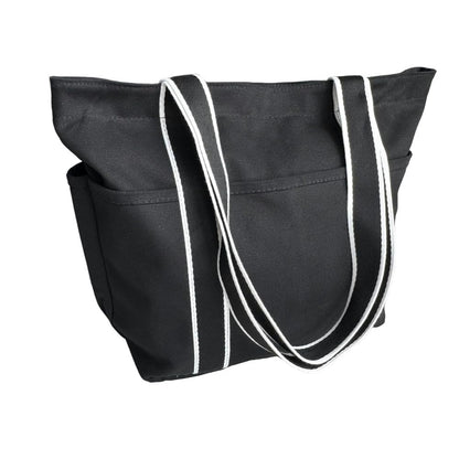 16OZ 100% Cotton Canvas Lined Grocery Shopping Diaper Bag Zipper Closure Beach Casual Multi Purpose Tote