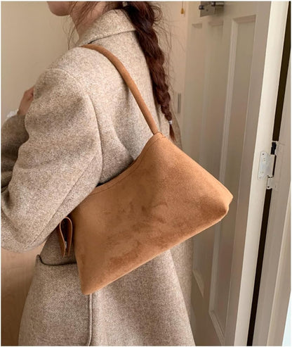 Trendy Faux Suede Top Handle Bag for Women 2025 Large Capacity Hobo Shoulder Bag Minimalist Office Commuter Tote