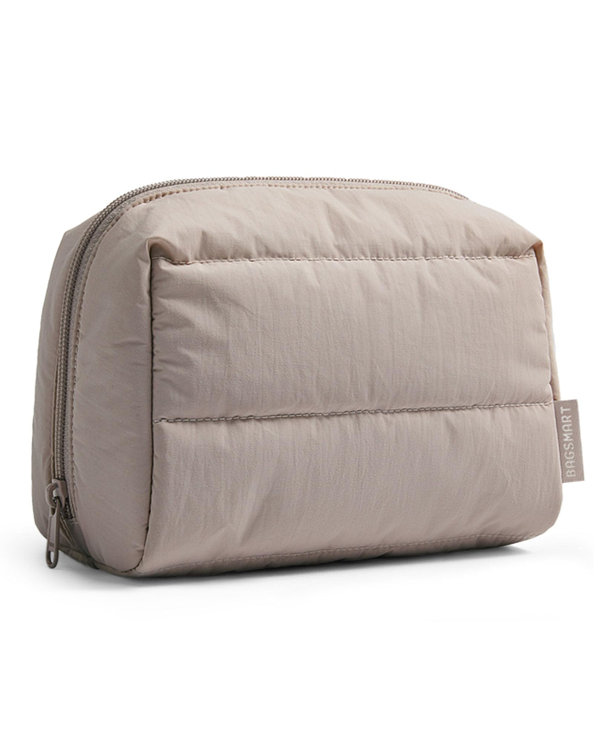 BAGSMART Small Makeup Bag, Puffy Wide-open Zipper Cosmetic Pouch, Pink