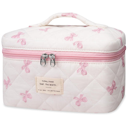 Gosect Large Makeup Bag, Cute Cosmetic Bag for Women Girls, Floral Coquette Aesthetic Toiletry Bag, Travel Make Up Organizer Bag (BDLH)